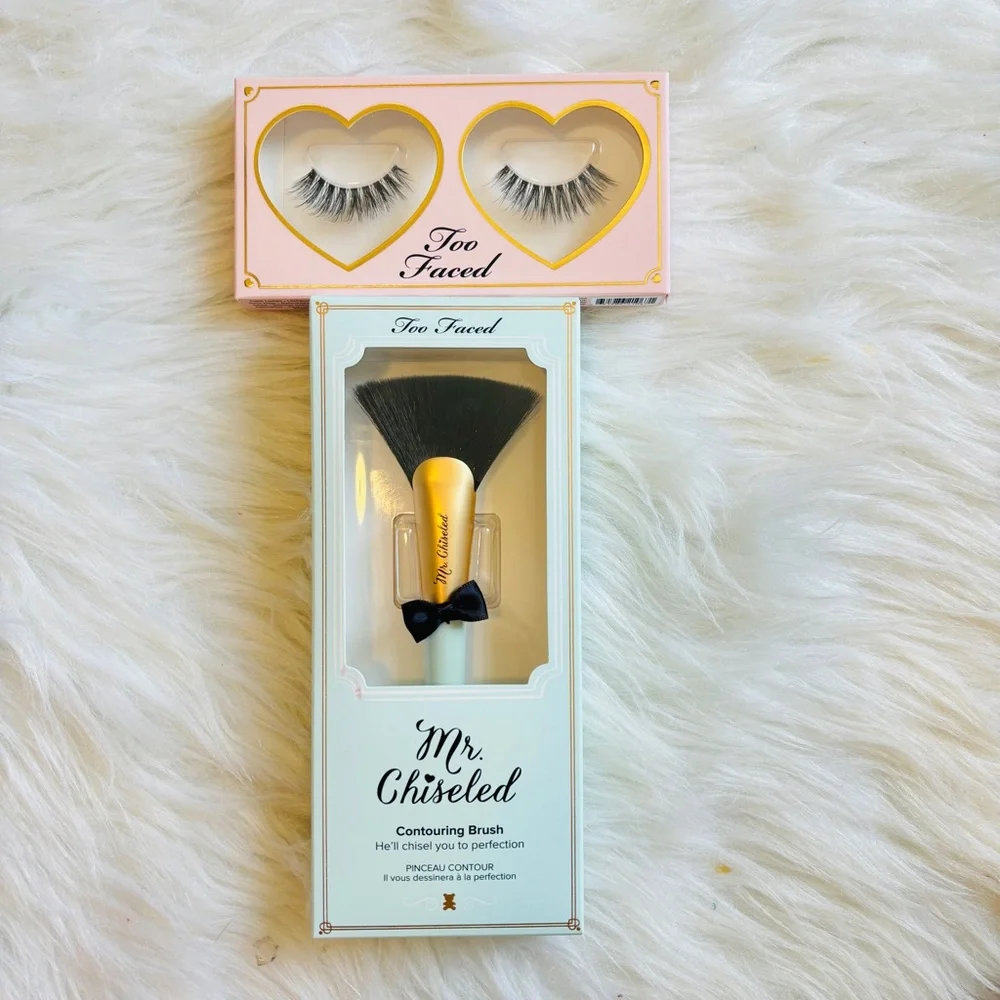 Too Faced Mr. Chiseled Contouring Brush and too face natural flirt